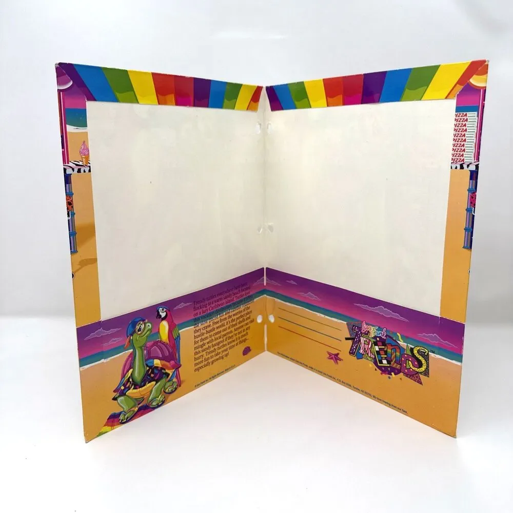 Lisa Frank Trendy Turtle Parrot Macaw Beach 2 Pocket Folder
